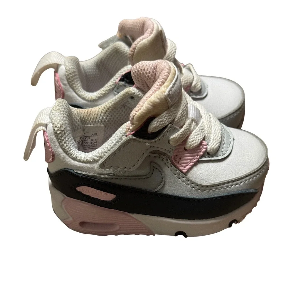Nike Air Max 90 Tiny Toddler Shoes White Pink Black Size 2C